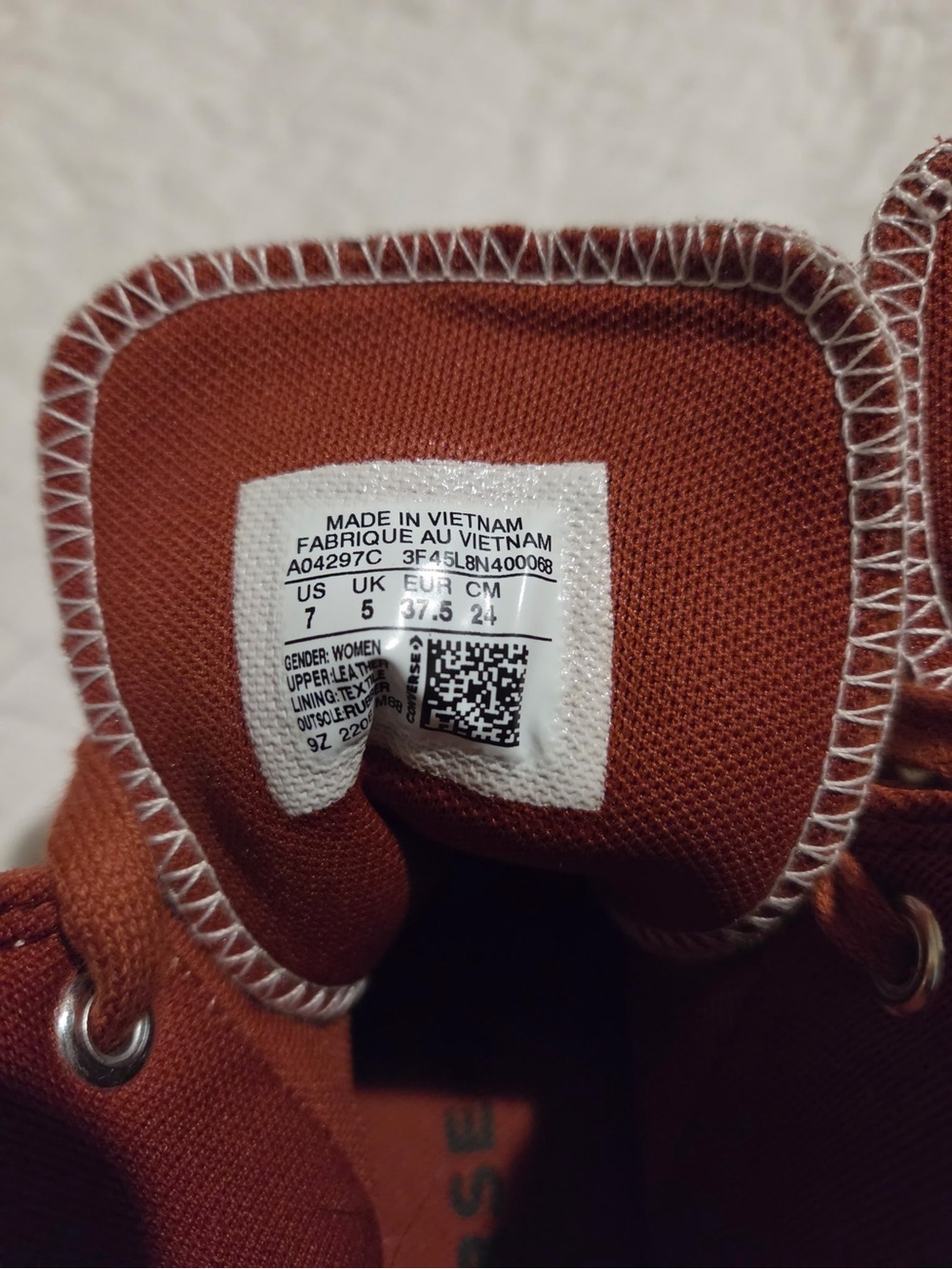 High-Top Canvas Sneakers with Rose Embroidery - Brown - Picture 6 of 7
